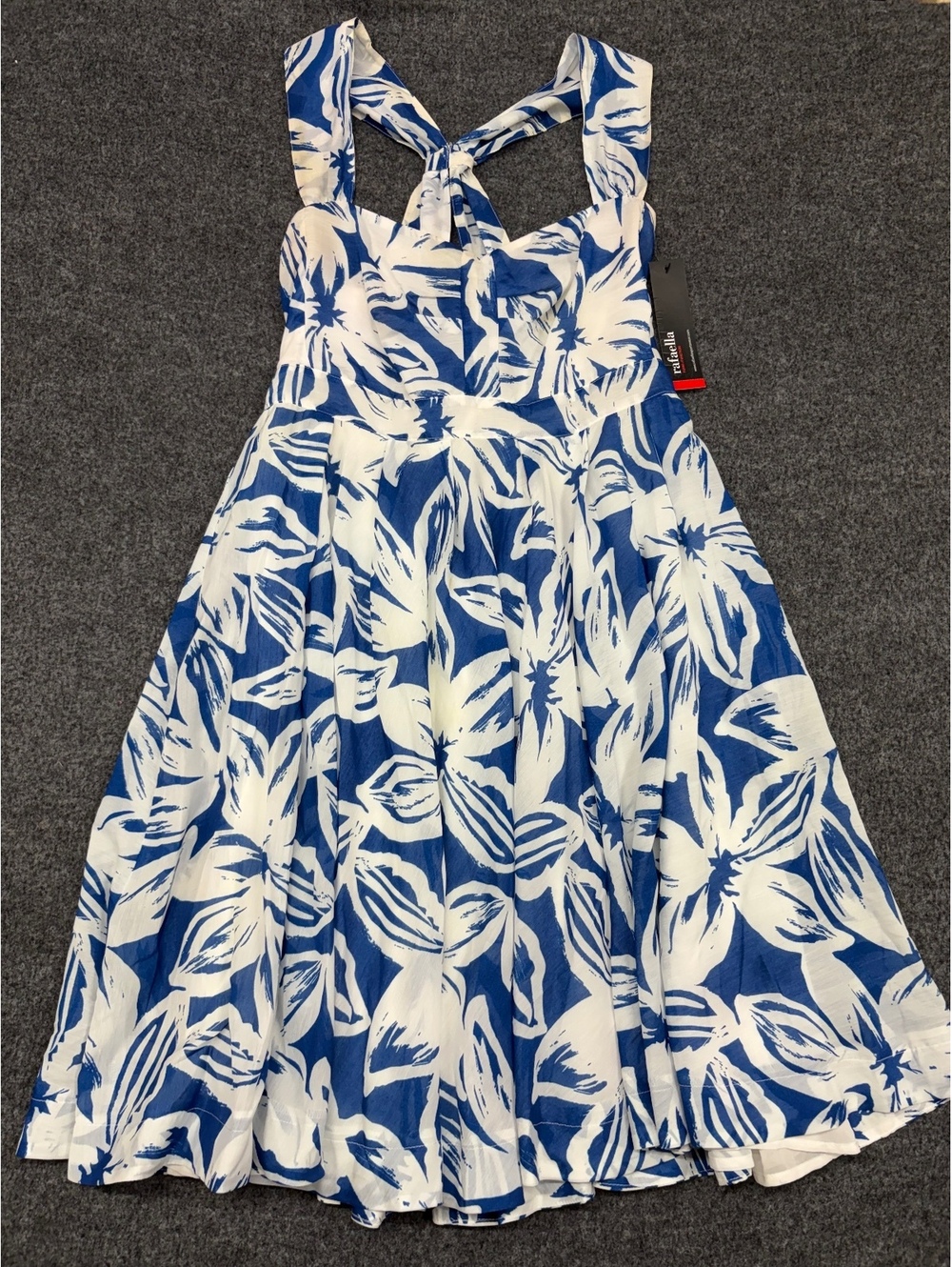 Rafaella Blue and White Floral Sleeveless Dress Size 12